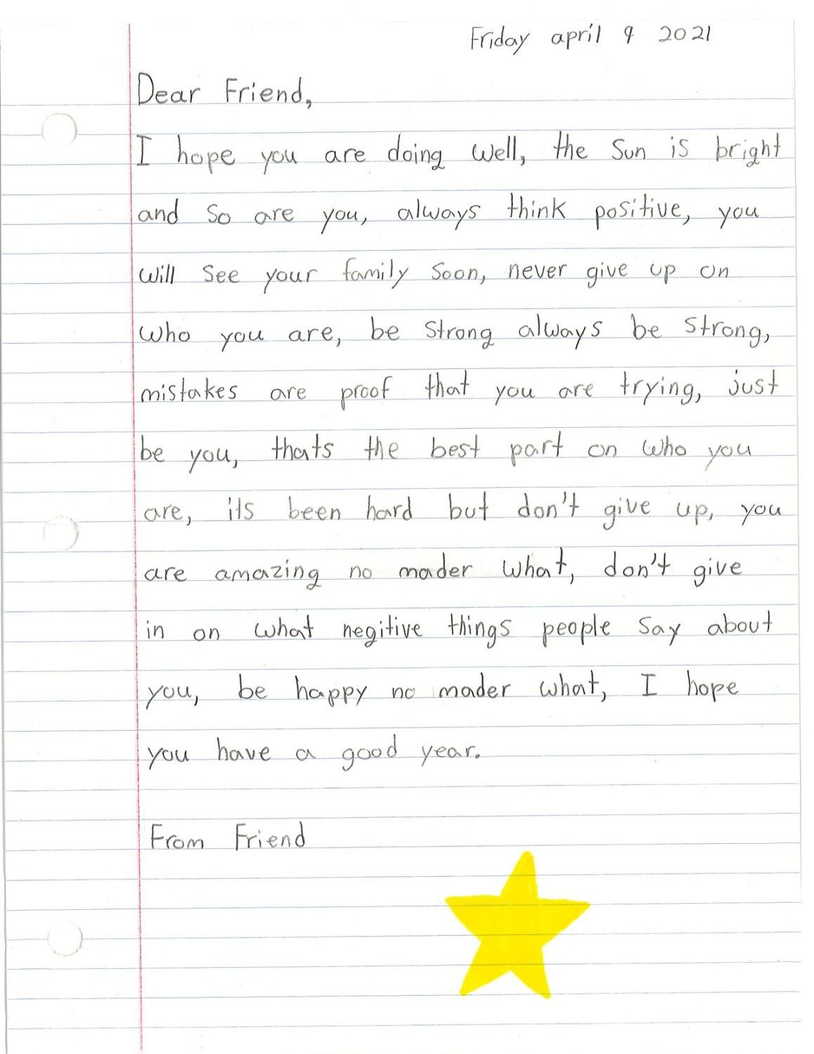 Local students wrote letters of support for people living with mental illness in housing programs through CMHA's Good Deeds project that were hand delivered as part of The Heart Project kits.